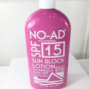 NO-AD SPF 15 Sun Block Lotion Waterproof PABA Free 16 fl oz Solar Suncare USA
